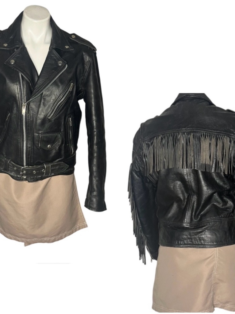 Vintage Western Leather Fringe Biker Jacket Size 42 Fits Size Small - Medium - Picture 12 of 12